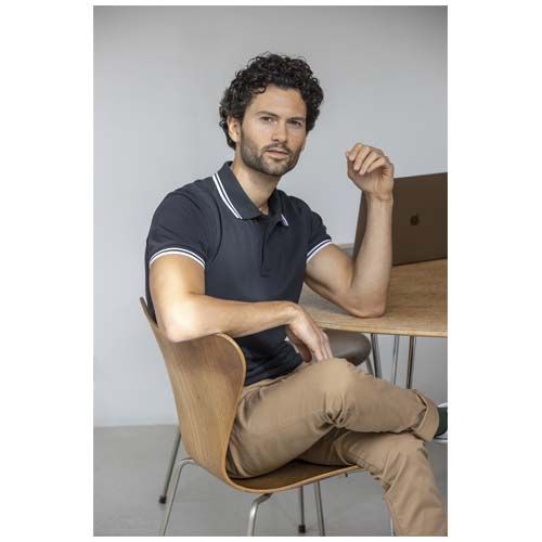 white Polo de manga corta con ribete para hombre de 200 g/m² Amarago