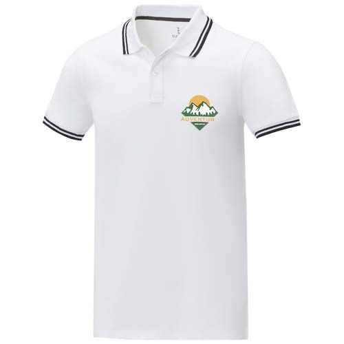 white Polo de manga corta con ribete para hombre de 200 g/m² Amarago