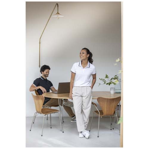 white Polo de manga corta con ribete para hombre de 200 g/m² Amarago