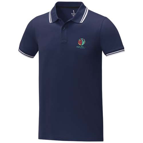 azul marino Polo de manga corta con ribete para hombre de 200 g/m² Amarago
