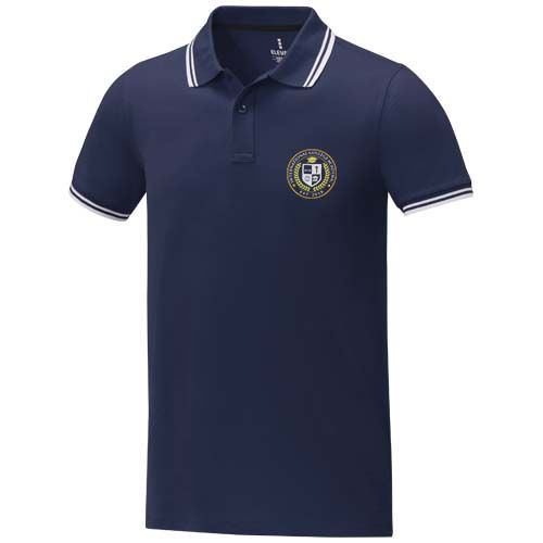 azul marino Polo de manga corta con ribete para hombre de 200 g/m² Amarago