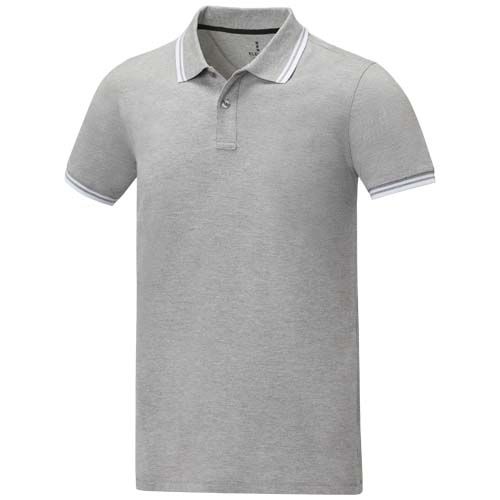 gris chiné Polo de manga corta con ribete para hombre de 200 g/m² Amarago