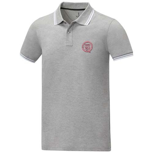 gris chiné Polo de manga corta con ribete para hombre de 200 g/m² Amarago