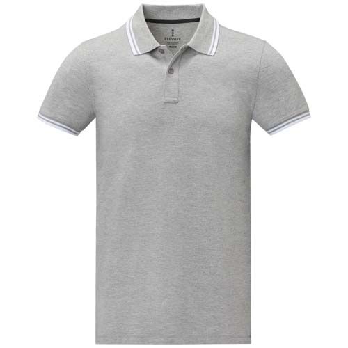 gris chiné Polo de manga corta con ribete para hombre de 200 g/m² Amarago