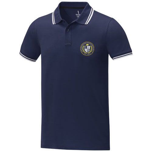 azul marino Polo de manga corta con ribete para hombre
