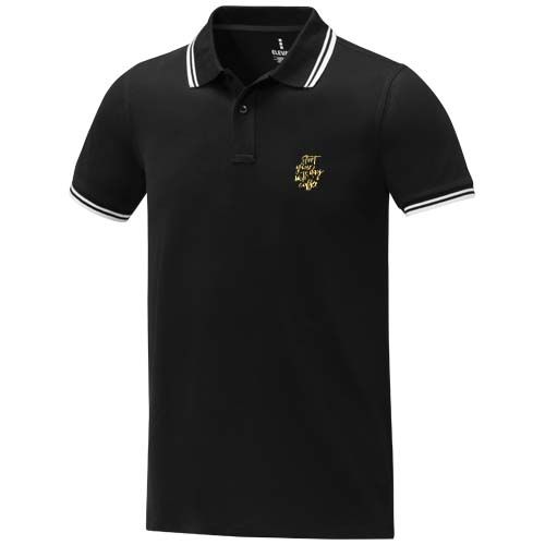 black Polo de manga corta con ribete para hombre de 200 g/m² Amarago
