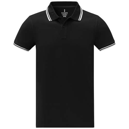 black Polo de manga corta con ribete para hombre de 200 g/m² Amarago
