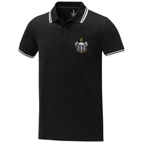 black Polo de manga corta con ribete para hombre de 200 g/m² Amarago
