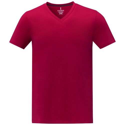 red Camiseta de manga corta y cuello en V para hombre