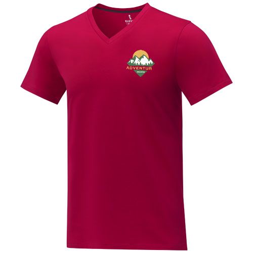 red Camiseta de manga corta y cuello en V para hombre