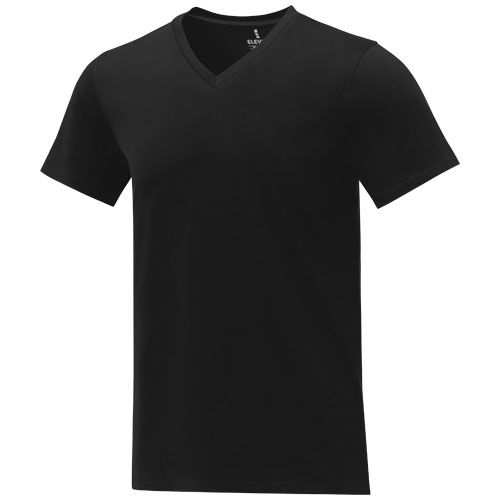 black Camiseta de manga corta y cuello en V para hombre