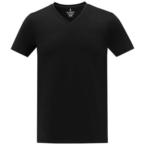 black Camiseta de manga corta y cuello en V para hombre