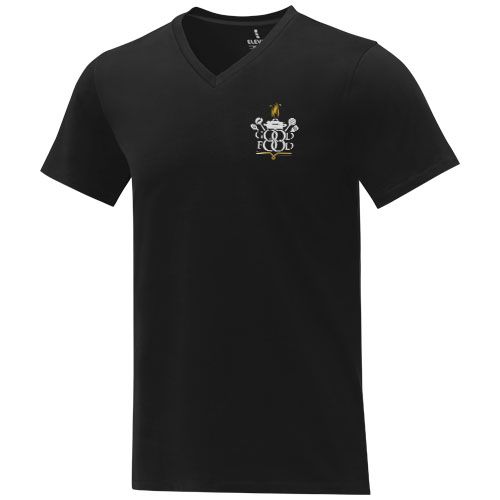black Camiseta de manga corta y cuello en V para hombre