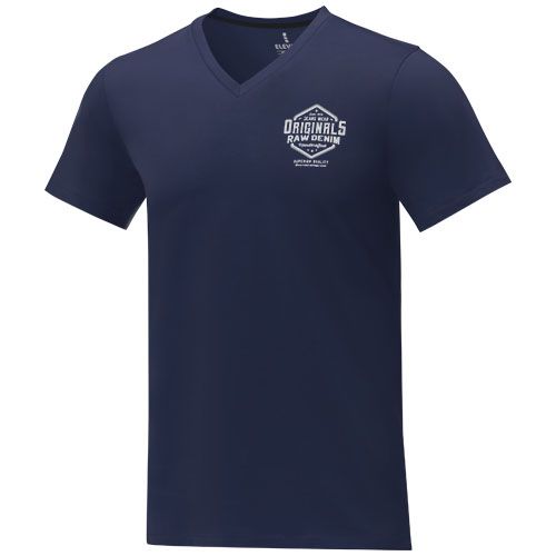 azul marino Camiseta de manga corta y cuello en V para hombre