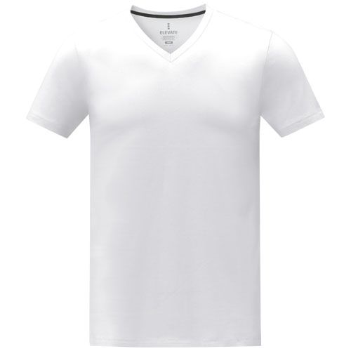 white Camiseta de manga corta y cuello en V para hombre