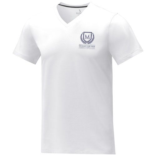 white Camiseta de manga corta y cuello en V para hombre