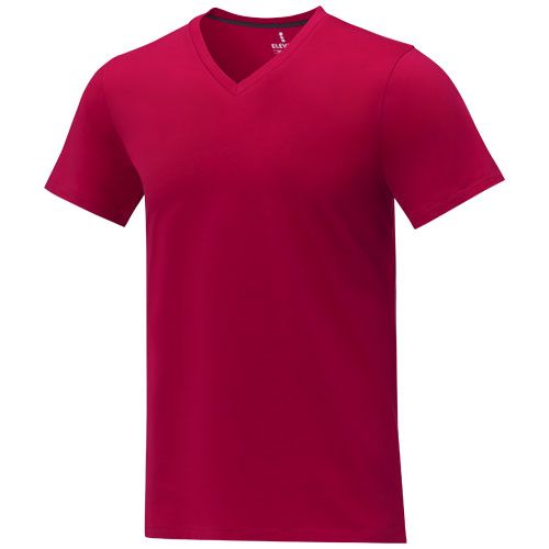 red Camiseta de manga corta y cuello en V para hombre
