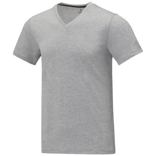 gris chiné Camiseta de manga corta y cuello en V para hombre