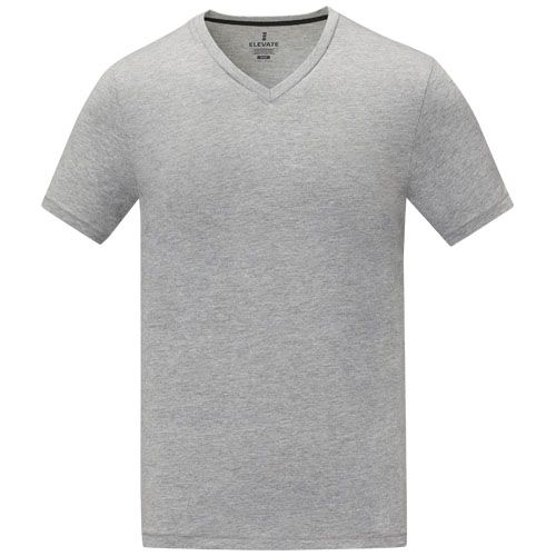 gris chiné Camiseta de manga corta y cuello en V para hombre