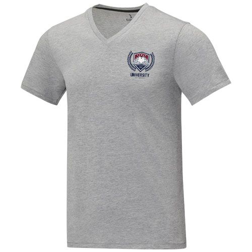 gris chiné Camiseta de manga corta y cuello en V para hombre