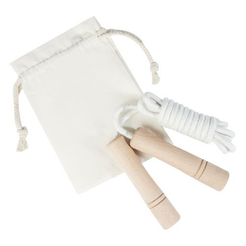 de blanco/madera Cuerda de saltar de madera en bolsa de algodón