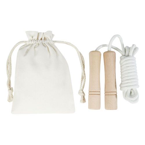 de blanco/madera Cuerda de saltar de madera en bolsa de algodón