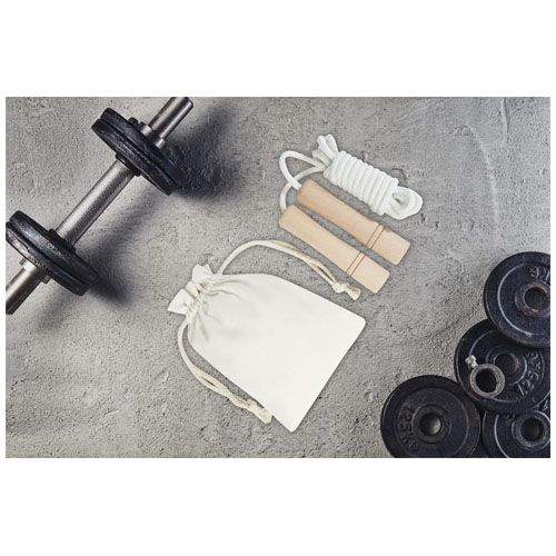 de blanco/madera Cuerda de saltar de madera en bolsa de algodón