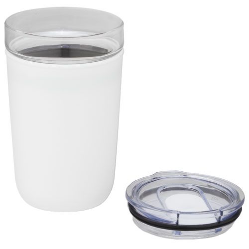 white Vaso de vidrio de 420 ml con pared exterior de plástico reciclado