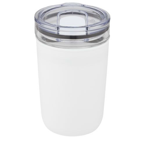 white Vaso de vidrio de 420 ml con pared exterior de plástico reciclado