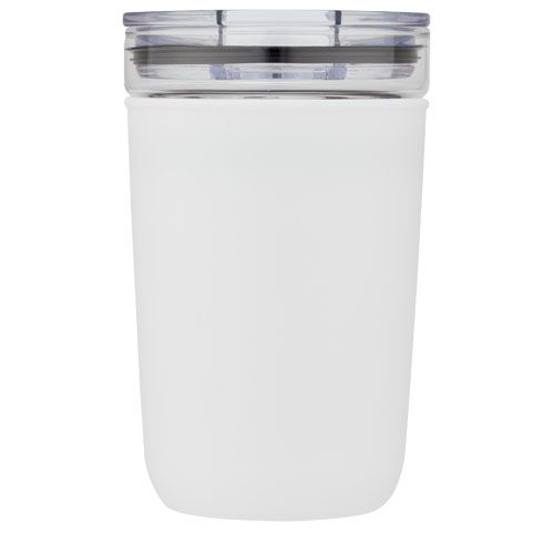 white Vaso de vidrio de 420 ml con pared exterior de plástico reciclado