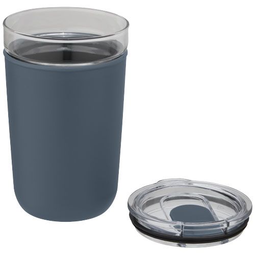 azul heladero Vaso de vidrio de 420 ml con pared exterior de plástico reciclado