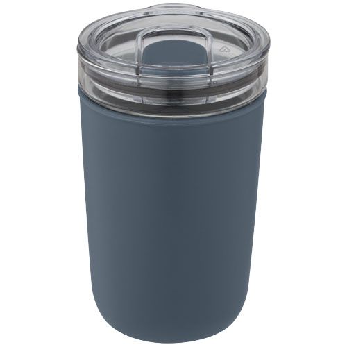azul heladero Vaso de vidrio de 420 ml con pared exterior de plástico reciclado