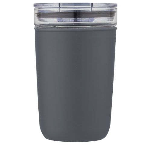 gray Vaso de vidrio de 420 ml con pared exterior de plástico reciclado