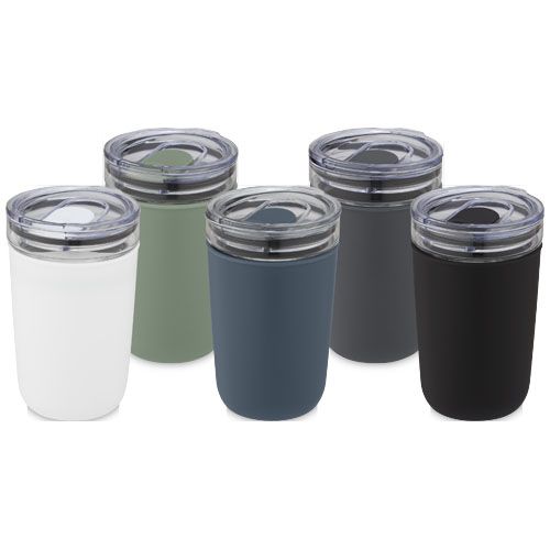gray Vaso de vidrio de 420 ml con pared exterior de plástico reciclado
