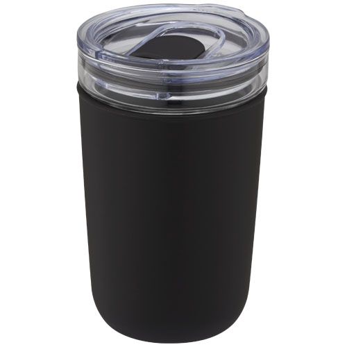 black Vaso de vidrio de 420 ml con pared exterior de plástico reciclado