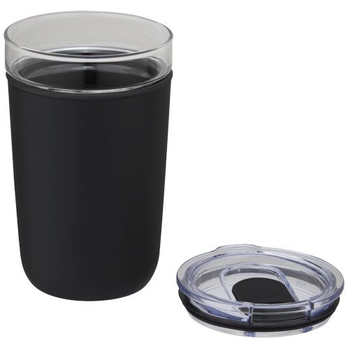 black Vaso de vidrio de 420 ml con pared exterior de plástico reciclado