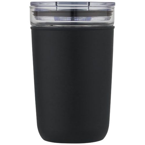 black Vaso de vidrio de 420 ml con pared exterior de plástico reciclado