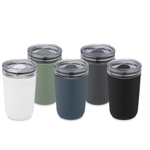 black Vaso de vidrio de 420 ml con pared exterior de plástico reciclado