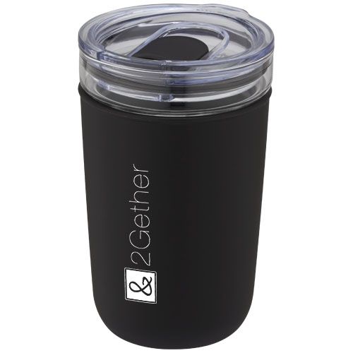 black Vaso de vidrio de 420 ml con pared exterior de plástico reciclado