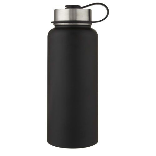 black Bidón deportivo con aislamiento de cobre al vacío de 1 l con 2 tapas
