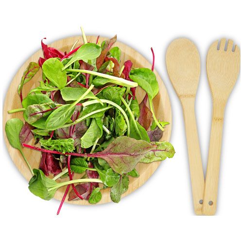 Ensaladera y cubiertos de bambú 