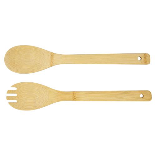 Ensaladera y cubiertos de bambú 