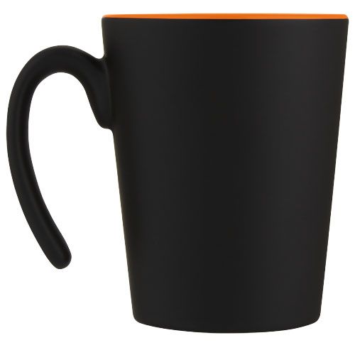 naranja/negro Taza de cerámica con asa de 360 ml