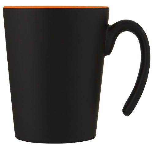 naranja/negro Taza de cerámica con asa de 360 ml