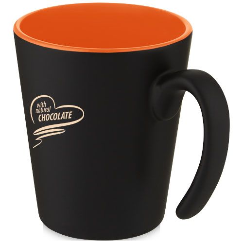 naranja/negro Taza de cerámica con asa de 360 ml