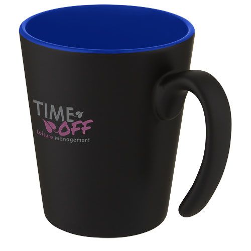azul/negro Taza de cerámica con asa de 360 ml