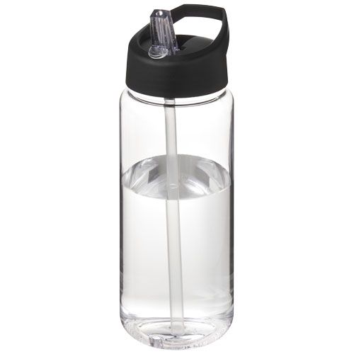 blanco translúcido/negro Bidón deportivo con tapa con boquilla de 600 ml H2O Active®