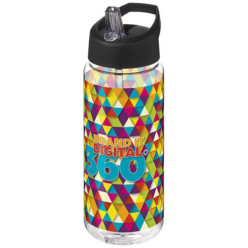blanco translúcido/negro Bidón deportivo con tapa con boquilla de 600 ml H2O Active®