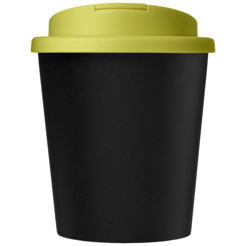 negro/verde lima Vaso reciclado de 250 ml con tapa antigoteo