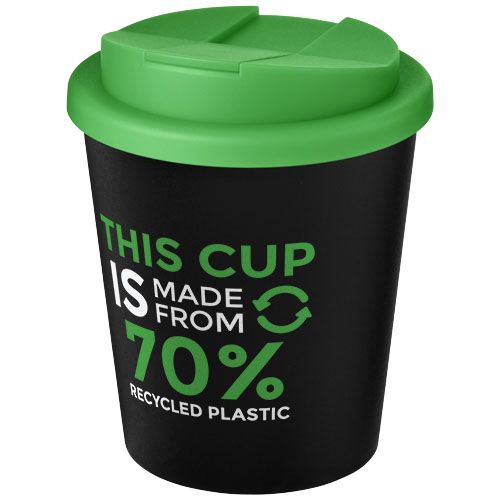 Vaso reciclado de 250 ml con tapa antigoteo 